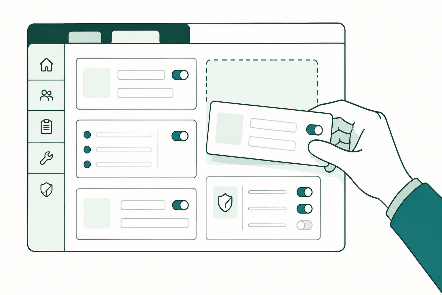 A custom workspace assembled from workflow modules.